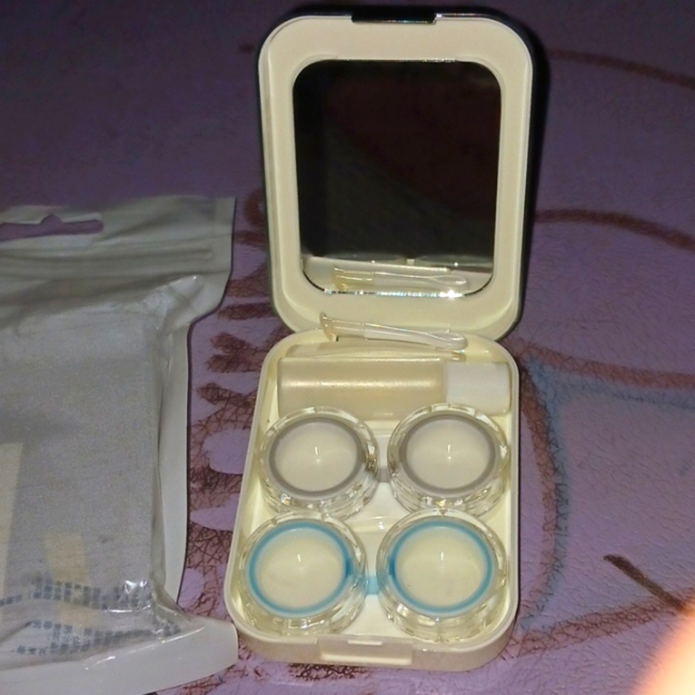 Two packs contact lense case (blue) with accessories - brand new